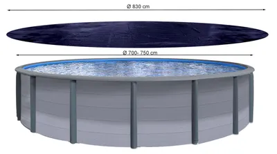 Imagen del producto de Cubierta para piscina redonda - Diámetro 830 cm - 200 g/m² de polietileno - Negra - Cubierta para invierno y protección solar - Cubierta para piscina