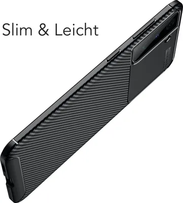 Image de Samsung Galaxy S21 FE 5G Coque AVANA Silicone Housse TPU Bumper Slim Case Noir Couverture Aspect Carbone