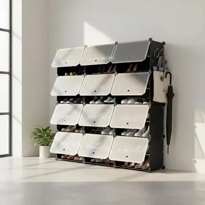 Image de Étagère à chaussures de 12 compartiments avec plateau amovible