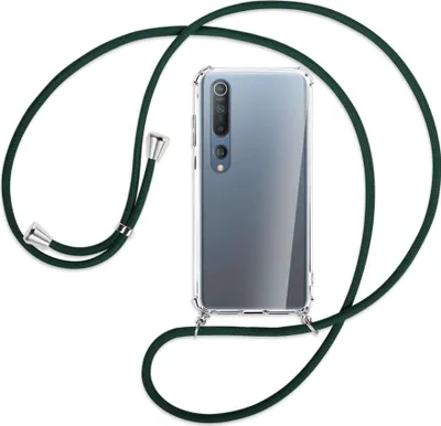 Produktbild von Handykette Backcover-Schutzhülle mit Band (Metall silberfarben) für Xiaomi Mi 10 (Pro) - dunkelgrün