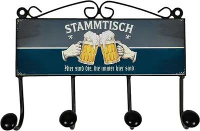 Produktbild von Stammtisch Kleiderhaken Leiste mit 4 Haken im Vintage Style