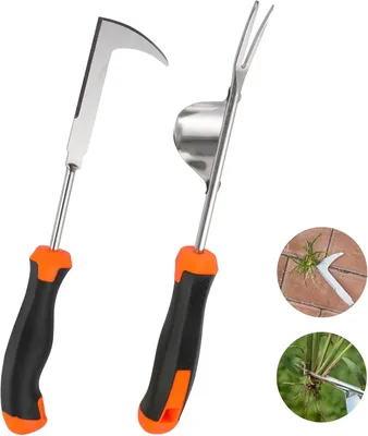 Produktbild von Unkrautmesser 2-teilig, Edelstahl, mit ergonomischem Griff, für Garten