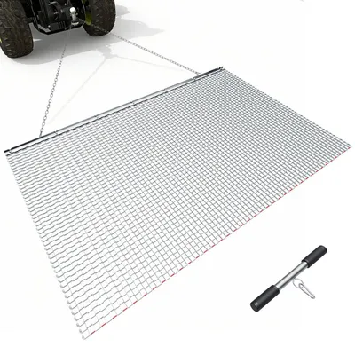 Obrázok produktu pre Ťažná brána, 2 x 1,2 m, vysokoúčinná reťazová brána, príslušenstvo pre terénne vozidlá, UTV a traktory, odolná ťahacia rohož z pozinkovanej ocele s ťažnou reťazou, na vyrovnávanie koľají na štrkových príjazdových cestách a poľných plochách