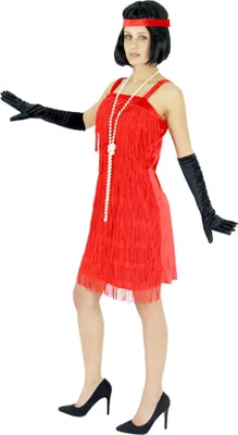 Produktbild von 20er Jahre Charleston Kostüm in rot für Damen Gr. S - XXL, Größe:XL