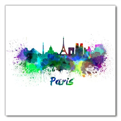 Produktbild von Wallario selbstklebende Möbelfolie/ Tischdecke für Innen und Außen, Größe: 50 x 50 cm - Städte als Aquarell - Skyline von Paris