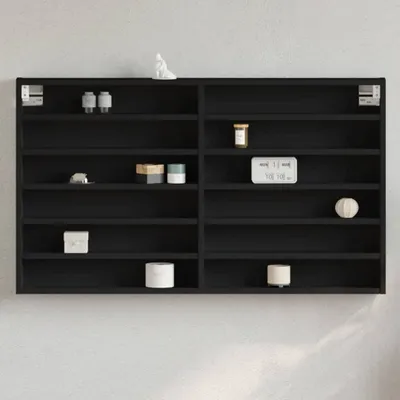 Image de Armoire vitrine noir 100x8,5x58 cm bois composite