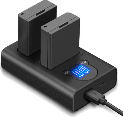 Produktbild von 3in1 Set: 2x Akku + USB-C Doppel Akku Dual LCD Schnell-Ladegerät für 2 Akkus ersetzt Canon LC-E10 für Canon LP-E10 EOS 1100D 1200D 1300D 2000D 4000D
