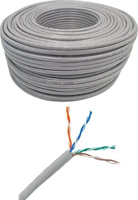 Zdjęcie produktu dla Kabel sieciowy skrętka LAN Netrack cat 6 UTP, szary, 100m , CCA
