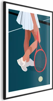 Produktbild von Posterpapier Poster - Tennis Player with a Red Racket on the Court - Illustration 40x60 cm Abstrakt i-A-10037-ao-a
