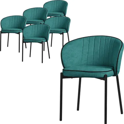 Produktbild von ML-Design Esszimmerstühle 6er Set Petrol Küchenstühle mit Stoffbezug Metallbeinen Wohnzimmerstuhl mit Rückenlehne Polsterstühle für Esszimmer & Küche