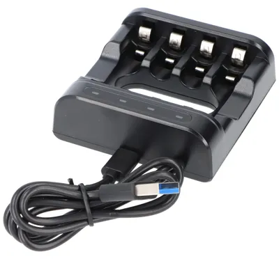 Immagine prodotto di Caricatore rapido L4 per batterie Li-Ion 1,5 V e NiMH 1,2 V AA AAA, per 1-4 batterie, senza adattatore di rete