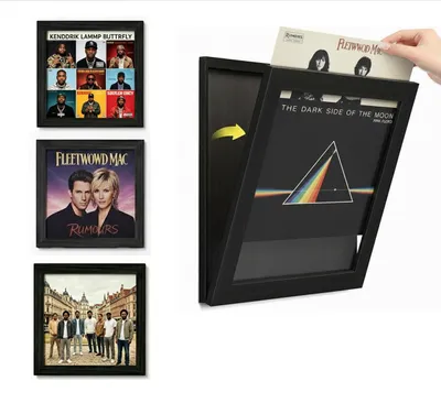 3er-Pack Vinyl-Plattenrahmen 30x30 cm, schwarz, Frontöffnung
