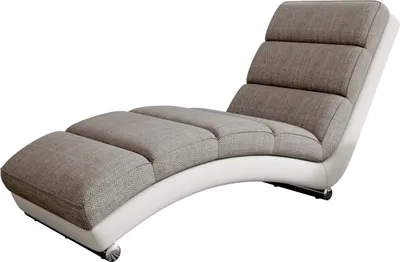 A modern chaise lounge chair on a white background.