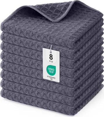 Produktbild von Microfasertücher 8er-Set Saugfähige Küchentücher 30 x 30 cm Dunkelgrau