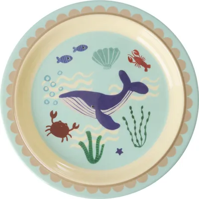 Produktbild von Rice Melamin Kinderteller Rund - Blue Ocean Print Ø 22cm