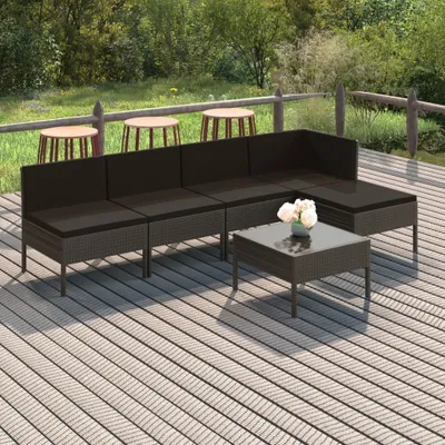 Obrázek produktu pro Maison Exclusive – 6dílná zahradní lounge sada s polštáři, poly ratan, šedá