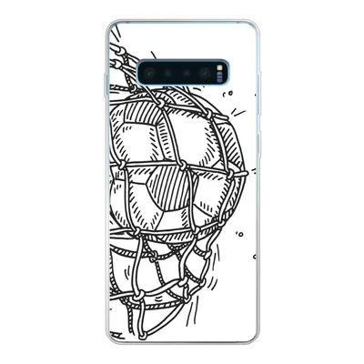 Produktbild von MuchoWow® Handyhülle Schutzhülle Hülle für Samsung Galaxy S10 Plus Eine Illustration eines Fußballschusses ins Tor - Jungen - Mädchen - Kinder Silikon Softcase Handy Hülle - Schutzhülle