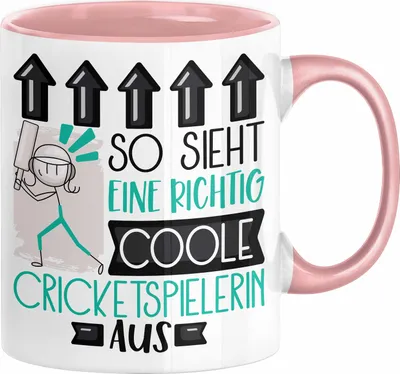 Produktbild von Cricketspielerin Geschenk Tasse Geschenkidee für Cricketspielerin Geburtstag Weihnachten Spruch So Sieht Eine Richtig Coole Cricketspielerin Aus Kaffee-Becher  (Rosa)