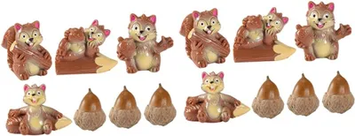 Produktbild von 14 Eichhörnchenfiguren aus Kunstharz (7 Stück × 2), niedliche Dekorationen für drinnen oder den Garten