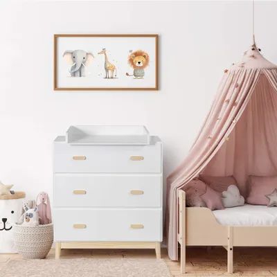 Produktbild von Wickeltisch Mobili Rebecca Betula 100x80x42 MDF Kiefer Weiß Braun Skandinavisch Zu Montieren