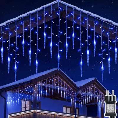 Immagine prodotto di 3.5m 96LED Icicle Fairy Lights Blue Curtain Lights Impermeabile Indoor Party Garden Decorazione di Natale