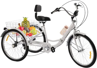 Produktbild von Dospělá tříkolka 24 Inch 3 Wheels Bicycle 7 Speed Adult Cargo Bike s košem na zeleninu