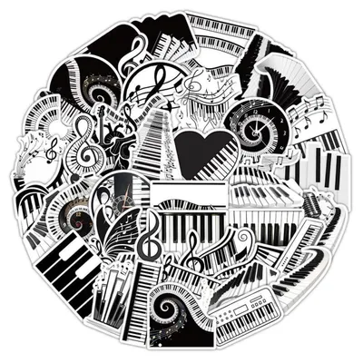 Produktbild von Aufkleber Set 50 Stück Schwarz-Weiß Vinyl Wasserfest für Laptop Auto Fahrrad