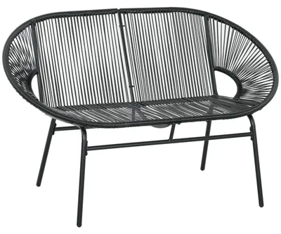 Produktbild von Polyrattan Sitzbank 2 Sitzer Gartenbank bis 260 kg, Schwarz, für Garten, Balkon, Terrasse