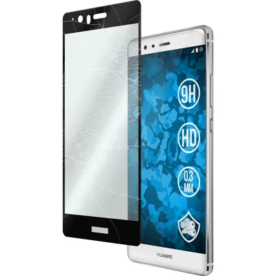 Produktbild von 1er-Pack PhoneNatic Glas-Folie klar full-screen schwarz kompatibel mit Huawei P9 Plus - Panzerglas für P9 Plus