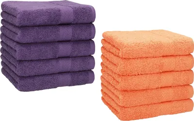 Produktbild von Betz 10 Stück Seiftücher 30x30 cm PREMIUM 100% Baumwolle Farbe: lila und orange