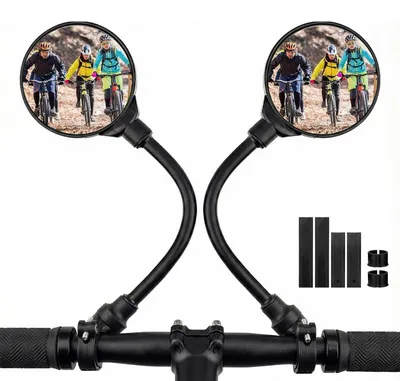 Image de Miroirs de vélo, lot de 2, rotatifs à 360°, pour guidons de 22-32 mm, rétroviseurs convexes, adaptés aux VTT et aux vélos de course