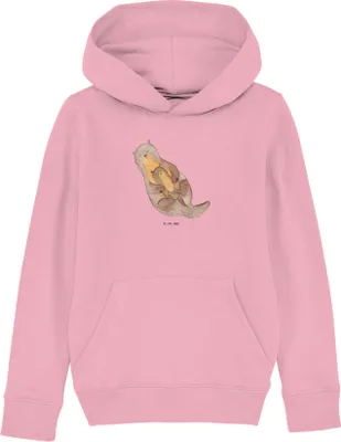Produktbild von Mr. & Mrs. Panda Kinderpullover Otter Kind 5-6 Jahre (110/116) - Baumwolle Pink - Geschenk, Mutter, Familie, Sweater, Pullover, Geburt, Pulli, Hoodie, Mama, Kapuzenpulli