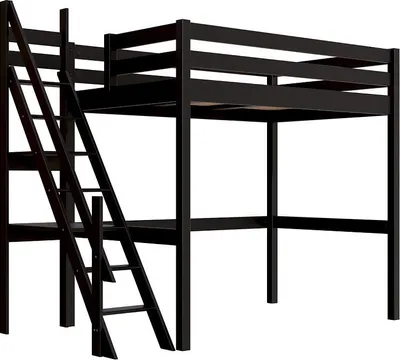 Produktbild von Hochbett holz Sylvia 120x200 mit Müllertreppe - Schwarz