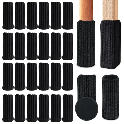 Produktbild von Stuhlsocken 24 Stück, 7 x 4 cm, elastische Möbelbeschützer, schwarz