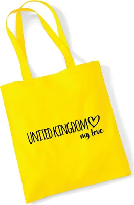 Produktbild von Huuraa Jutebeutel United Kingdom my love 10 Liter Yellow Baumwolle Tasche Geschenkidee