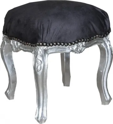 Immagine prodotto di Casa Padrino Sgabello barocco nero/argento altezza 40 cm, larghezza 35 cm