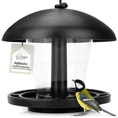Produktbild von WILDLIFE HOME Vogelfutterspender zum Aufhängen Schwarz I Vogel-Futterstation für Wildvögel, Futterspender Vögel, Vogelhaus, Vogelfutterhaus für Vogelfutter