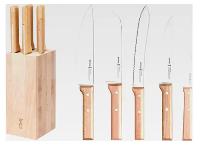 Produktbild von Messerblock mit 5 Messern aus Buchenholz