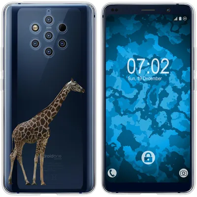 Produktbild von PhoneNatic Case kompatibel mit  Nokia 9 PureView Silikon-Hülle Vektor Tiere Giraffe M8