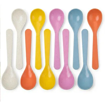 10 Kunststoff-Eierlöffel, bunt, spülmaschinengeeignet