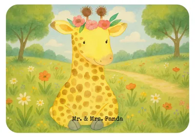 Produktbild von Mr. & Mrs. Panda magnet Giraffe Blumenkranz Design - Weiß - Geschenk, Kühlschrankmagnet, Notizhalter, Abenteurer, whiteboardmagnet, Selbstliebe, haftmagnet, Afrika