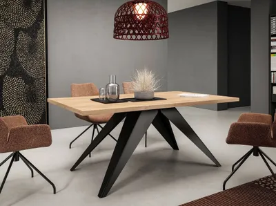 Obrázek produktu pro Jídelní rozkládací stůl 140x80 cm EDGAR - dub kraft zlatý / černý