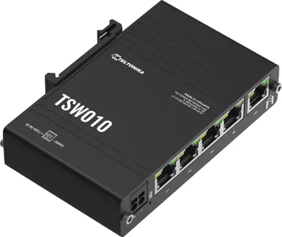 Image de Teltonika TSW010 DIN Rain Switch 5 x Fast Ethernet (10/100) Power over Ethernet (PoE) Noir