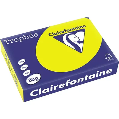 Zdjęcie produktu dla Papier wielofunkcyjny Clairalfa Troph'e, A4, 80 g/m², neonowy żółty
