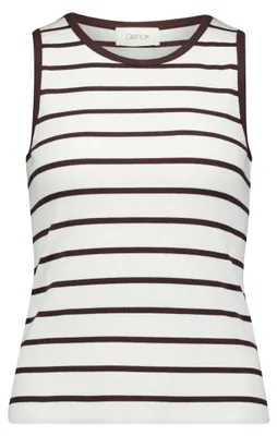 Produktbild von Gestreiftes Damen Top, Rundhals, leicht tailliert, ärmellos, 62 cm Gesamtlänge