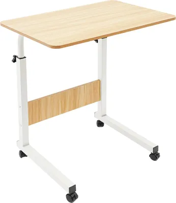Produktbild von Laptop-Tisch - Beistelltisch auf Rollen - Höhenverstellbar 70–90 cm - Rechteckig - Für Sofa & Schlafzimmer - Braun