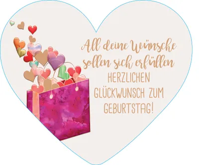 Produktbild von Geburtstagskarte, All deine Wünsche..., 21x18cm, Geburtstagsgrüße, Postkarte Ansichtskarte Geburtstag Herz