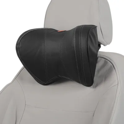 Produktbild von Autokopfkissen Ergonomisch Bequemes Nackenstützkissen Nappaleder Und Memory Schaum Verstellbare Breite Schwarz Und Weiße Linie 1 Stück Fürs Fahren