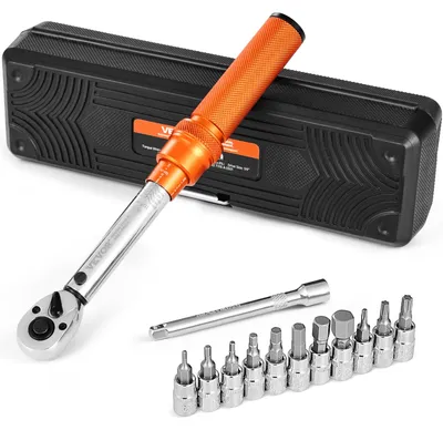 Image de VEVOR Clé dynamométrique d'entraînement 1/4 pouce, 2,3-22,6 N.m, jeu de clés dynamométriques bidirectionnelles, 72 dents ± 3 % acier allié de haute précision, pour la réparation automobile