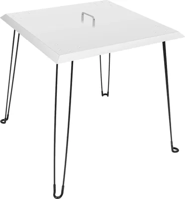 Image de Bouclier thermique pour foyer - Carré - Acier inoxydable - Avec poignée de transport - Dirige la chaleur vers le bas et vers l'extérieur - Pour le camping et les pique-niques - Argent